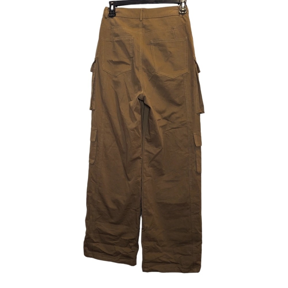 Molly King X Bayse Wide Leg Cargo Pants Khaki Utility Pocket Zipper Detail Cropp - Picture 8 of 14